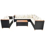 vidaXL Mobilier de jardin 31 pcs Résine tressée Dessus de WPC Noir
