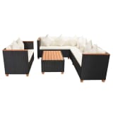 vidaXL 27 darabos fekete polyrattan/WPC kerti kanapészett