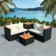 vidaXL Loungeset poly rattan HKC blad