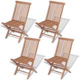 vidaXL Outdoor Folding Chairs 4 pcs Solid Teak