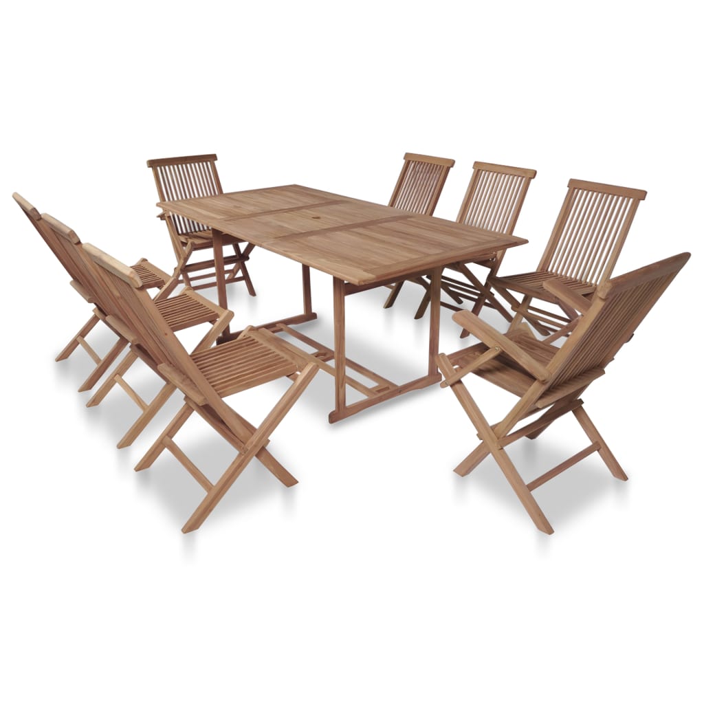 vidaXL 9-tlg. Garten-Essgruppe mit Klappstühlen Massivholz Teak