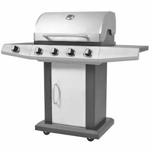 Gril na plynové barbecue s kolem Stříbrná Ocel s kovovou hadicí
