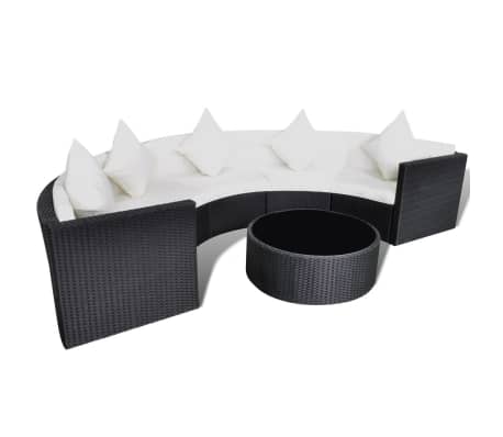 vidaXL Lauko sofos komplektas, 17 d., pusapvalė, poliratanas, juoda