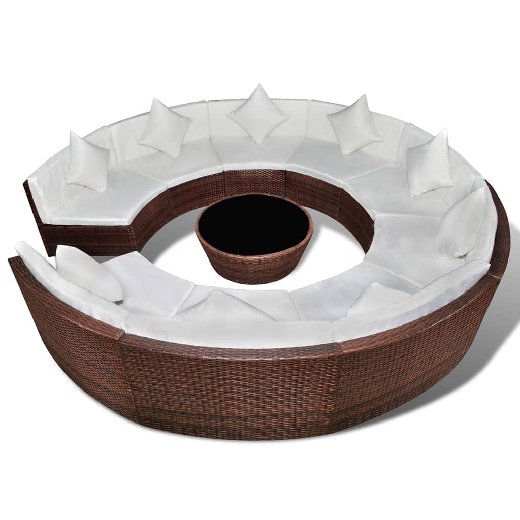 

vidaXL 10-delige Loungeset met kussens poly rattan bruin