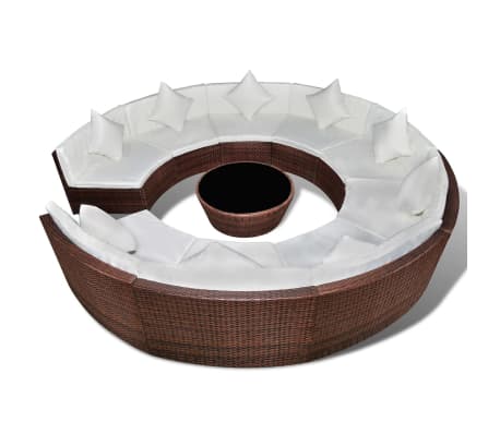 vidaXL 10-tlg. Garten-Lounge-Set mit Auflagen Poly Rattan Braun