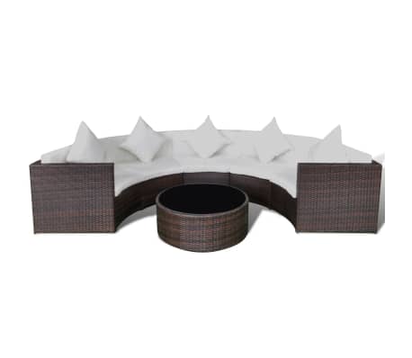 vidaXL Set Divani da Giardino 6 pz con Cuscini in Polyrattan Marrone