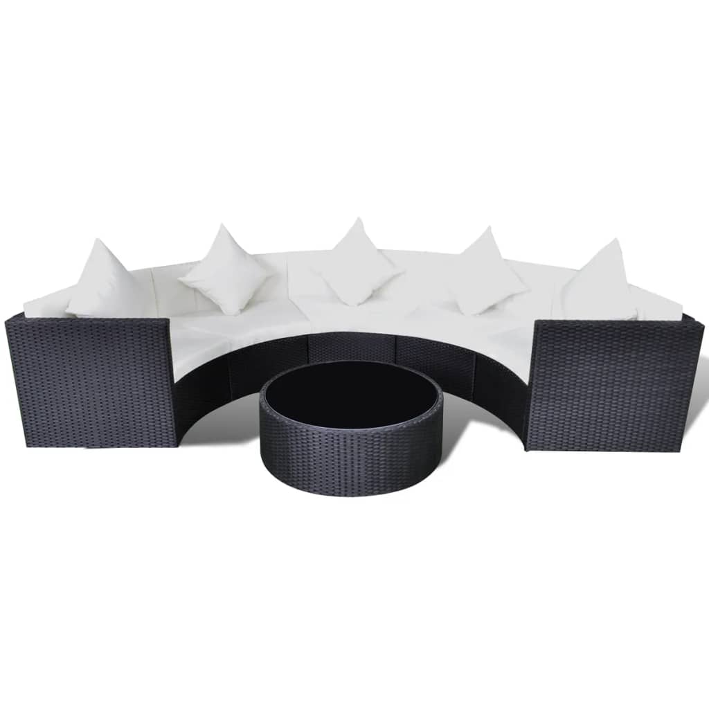 vidaXL 6-tlg. Garten-Lounge-Set mit Kissen Poly Rattan Schwarz