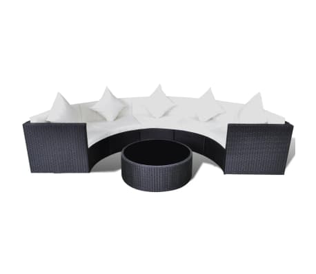 vidaXL 6-tlg. Garten-Lounge-Set mit Kissen Poly Rattan Schwarz