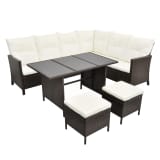 vidaXL Garden Lounge Set 14 Pieces 8-Person Poly Rattan Brown