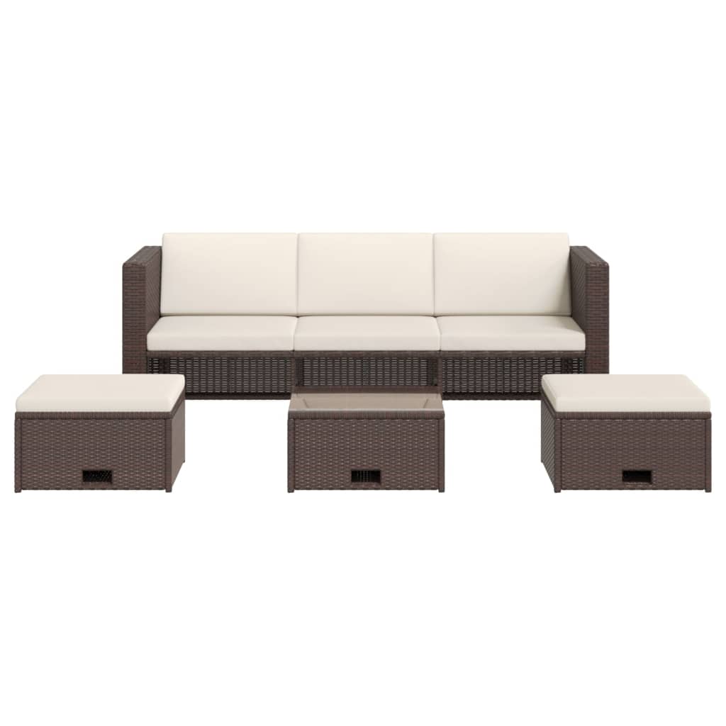 

vidaXL 4-delige Loungeset met kussens poly rattan bruin