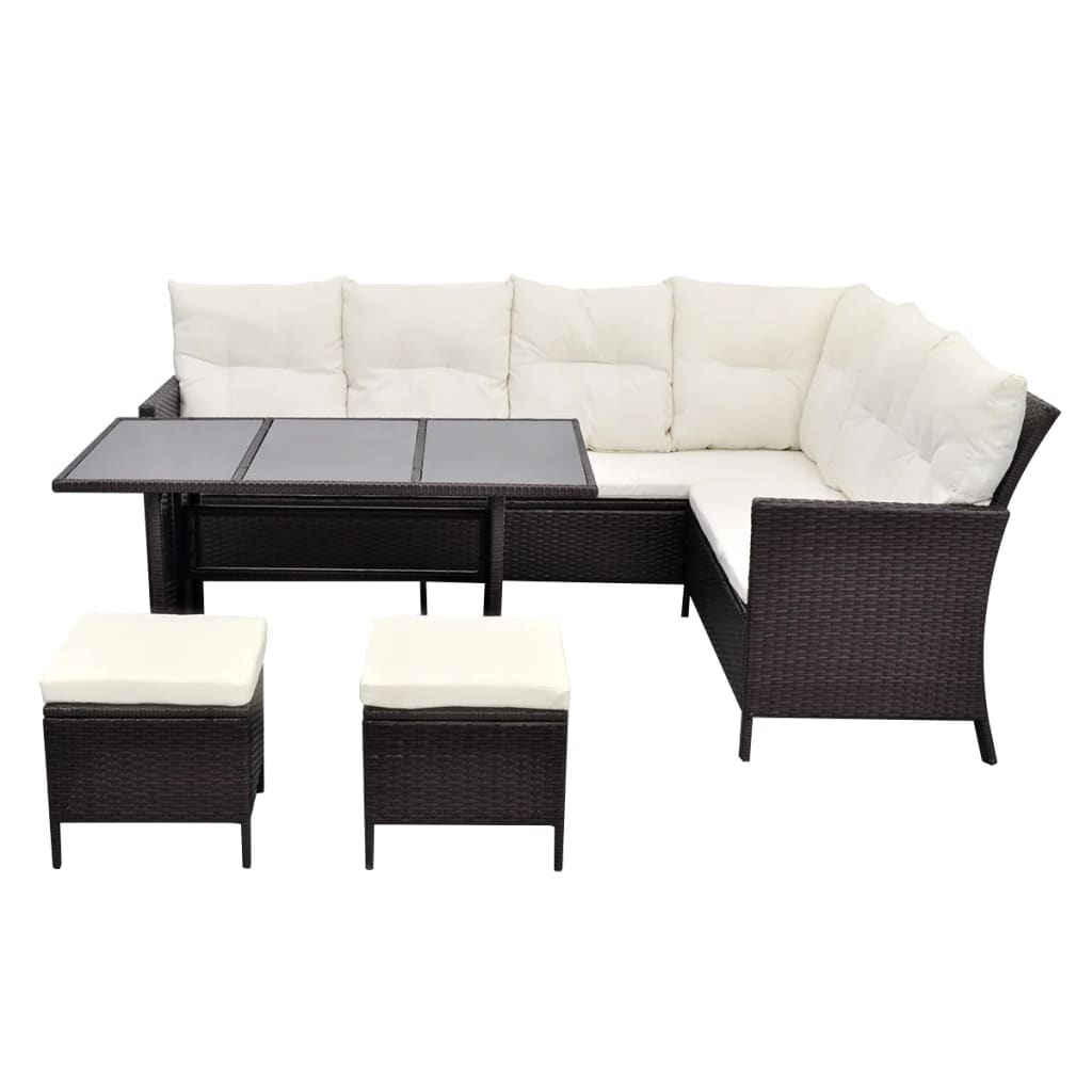 4 Piece Garden Lounge Set With Cushions Poly Rattan Brown VidaXL 14 width=274