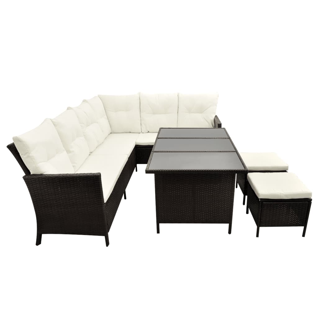 4 Piece Garden Lounge Set With Cushions Poly Rattan Brown VidaXL 16 width=274