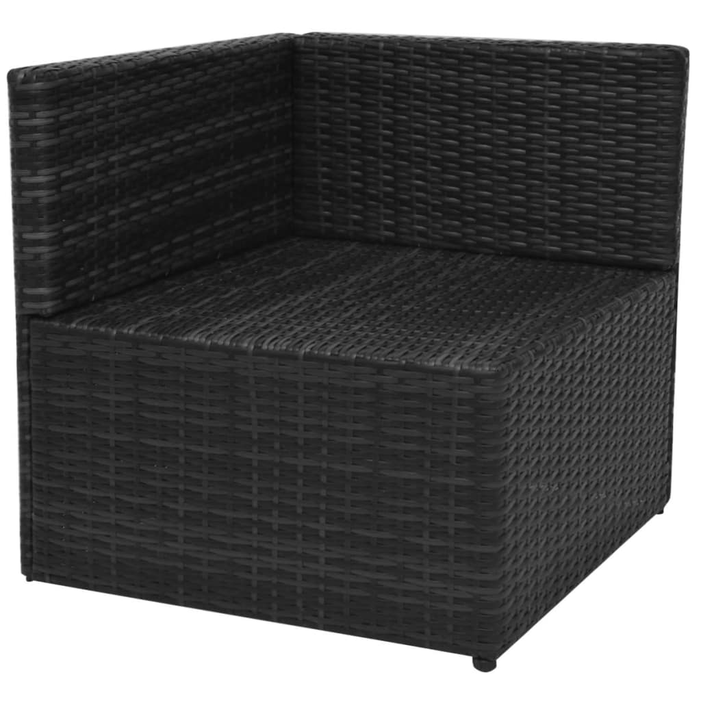 Set mobilier de grădină cu perne, 5 piese, negru, poliratan