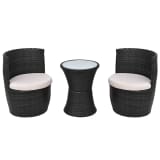 vidaXL Set mobilier de grădină, 5 piese, poliratan, negru