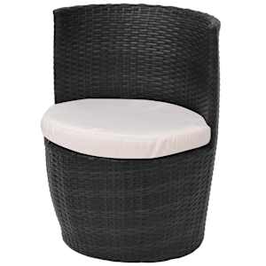 3dílný bistro set s poduškami polyratan černý - obrázek 5
