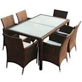 vidaXL Garten-Essgruppe 13-tlg. Poly Rattan Braun