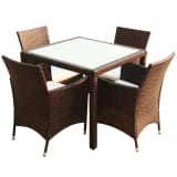 vidaXL Garten-Essgruppe 9-tlg. Poly Rattan Braun