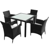 vidaXL Garten-Essgruppe 9-tlg. Poly Rattan Schwarz