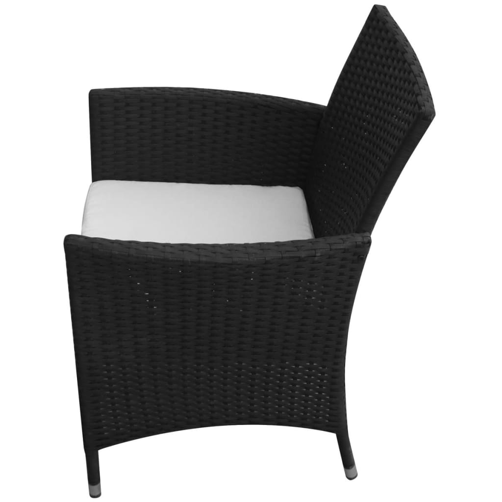vidaXL 5-delige Tuinset met kussens poly rattan zwart afbeelding