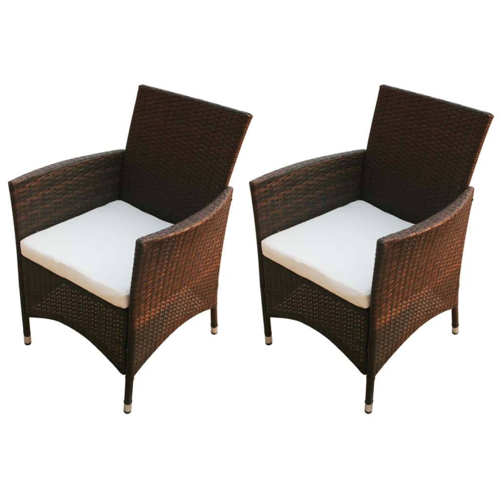 Patio Chairs 2 Pcs Patio Dining Single Chair with Cushion Poly Rattan vidaXL vid