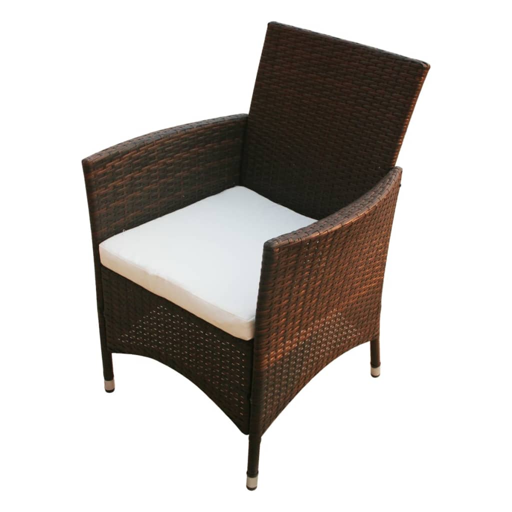 Patio Chairs 2 Pcs Patio Dining Single Chair with Cushion Poly Rattan vidaXL vid