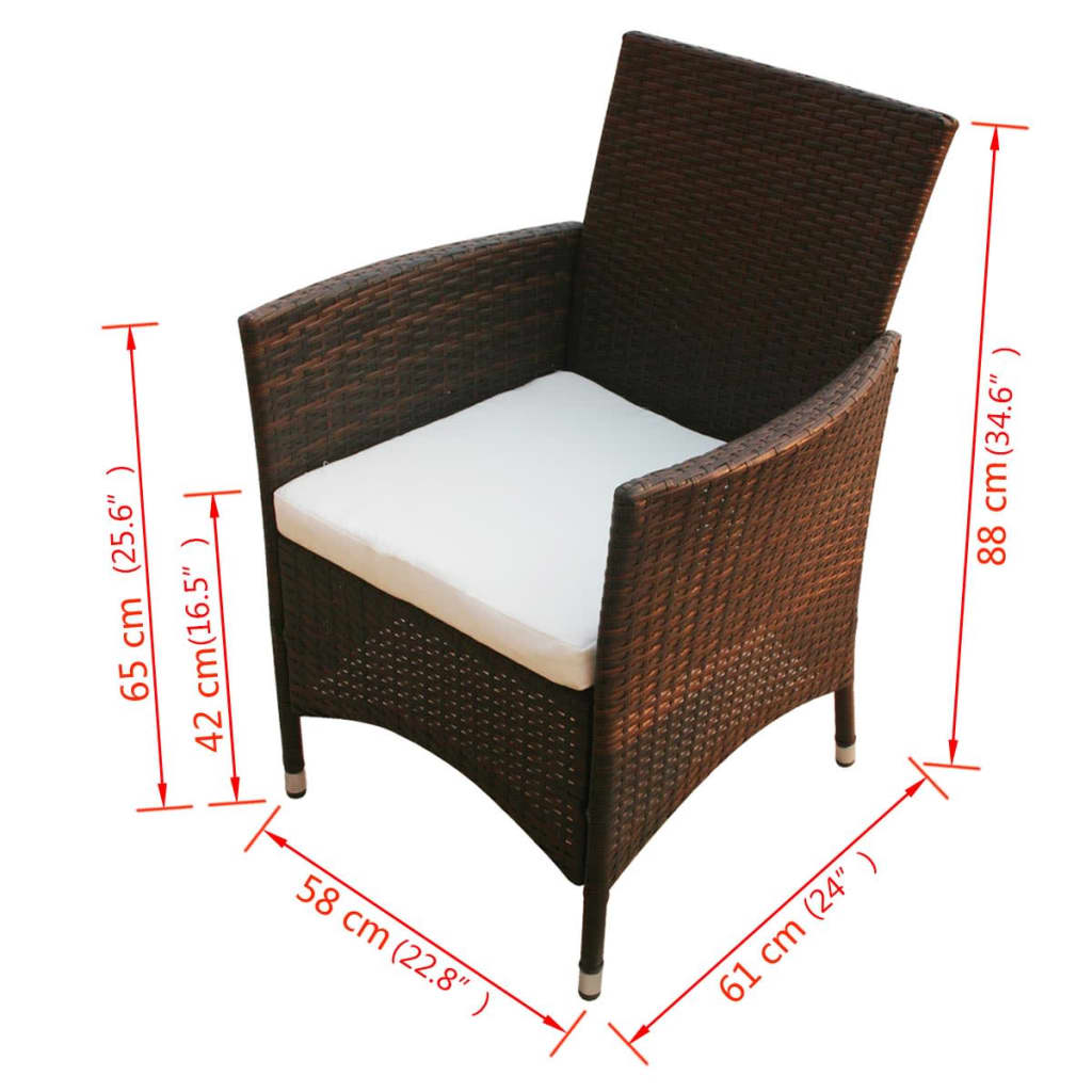 Patio Chairs 2 Pcs Patio Dining Single Chair with Cushion Poly Rattan vidaXL vid