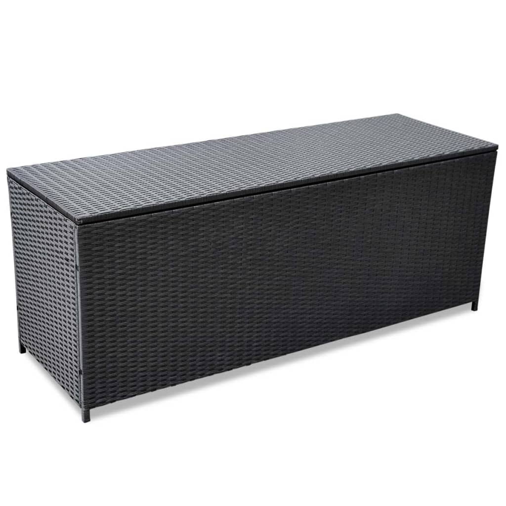 vidaXL Boîte de rangement de jardin Noir 150x50x60 cm Résine tressée