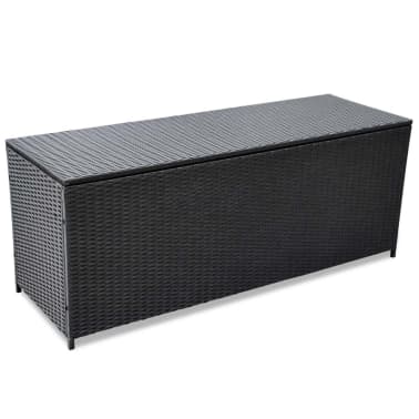 Vidaxl Garden Storage Box Black 59 X19 7 X23 6 Poly Rattan