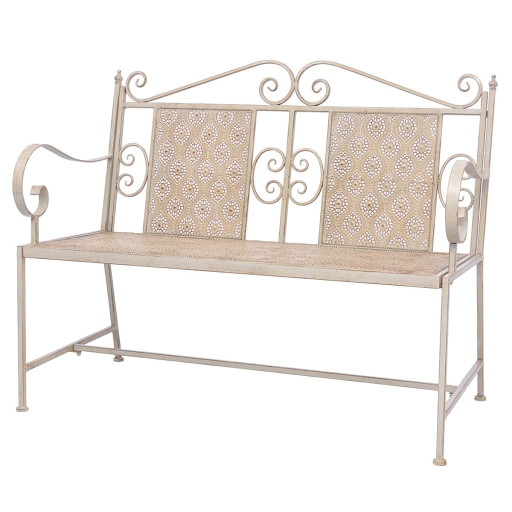 vidaXL Garden Bench 115 cm Steel Vintage White