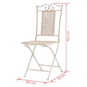 3dílný bistro set ocelový bílý - obrázek 10