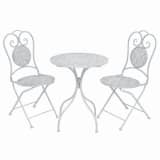 vidaXL āra bistro mēbeļu komplekts, 3 gab., tērauds, balts
