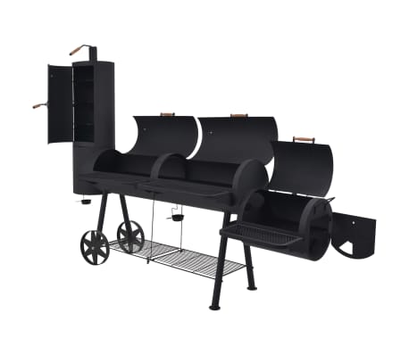 vidaXL Žar na oglje smoker s spodnjo polico črne barve XXXL