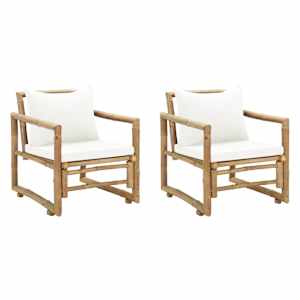 Vrtni stoli 2 kosa z blazinami in vzglavniki bambus