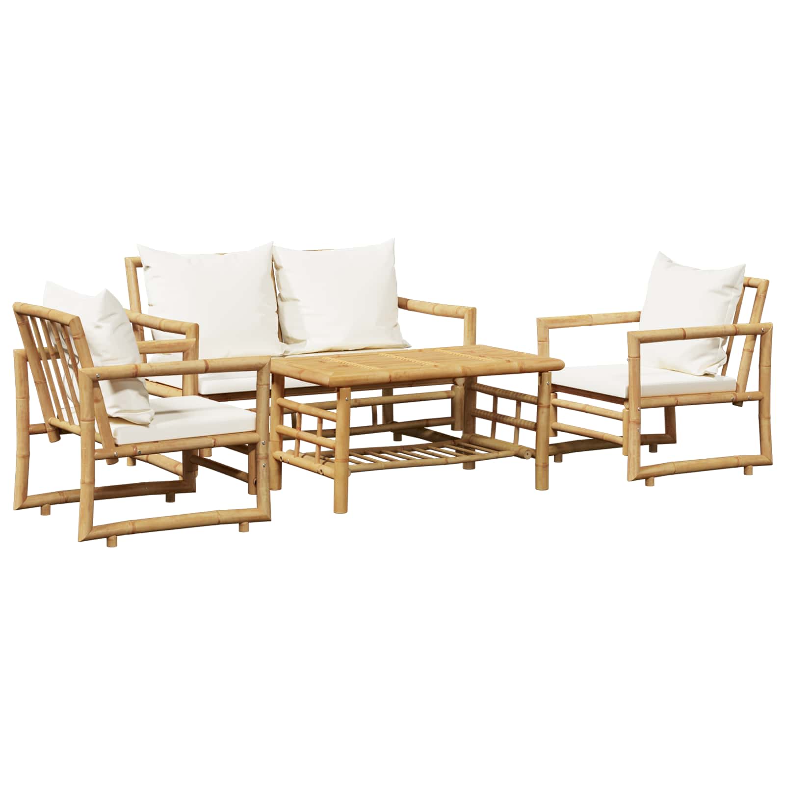 vidaXL Set mobilier de grădină cu perne, 4 piese, bambus