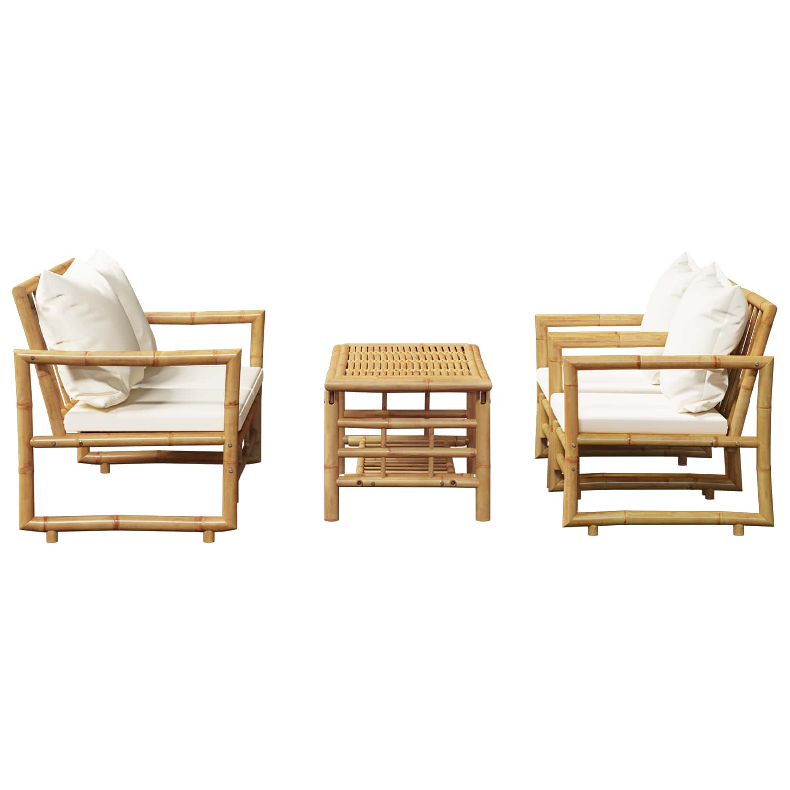 4-delige Loungeset met kussens bamboe - Afbeelding 7