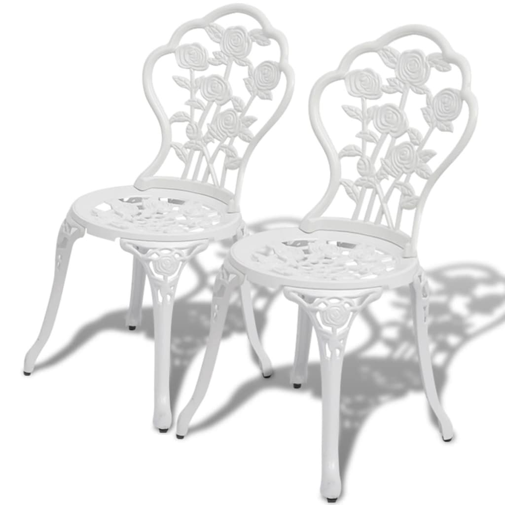 vidaXL Krzesła bistro, 2 szt., odlewane aluminium, białe