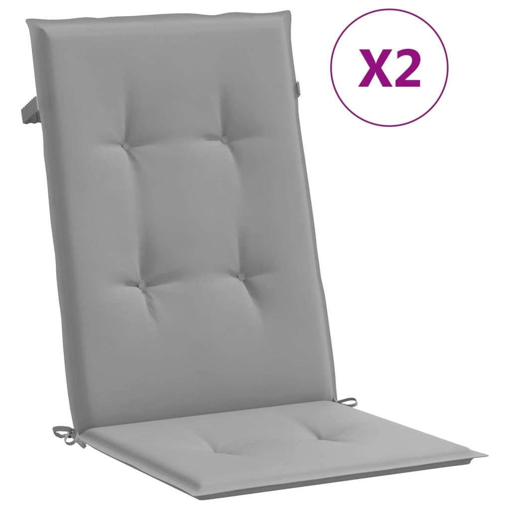 vidaXL Podušky na židli vysoké opěradlo 2 ks šedé 120x50x3 cm textil