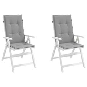 Podušky na židli vysoké opěradlo 2 ks šedé 120x50x3 cm textil - obrázek 4
