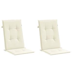 Podušky na židli vysoké opěradlo 2 ks krémové 120x50x3cm textil - obrázek 3