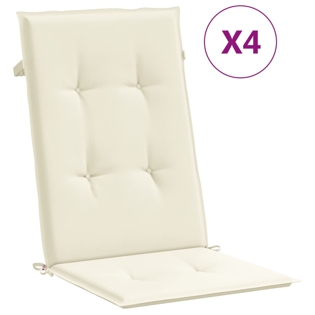 dārza krēslu spilveni, 4 gab., 120x50x3 cm, krēmkrāsā | Stepinfit.lv