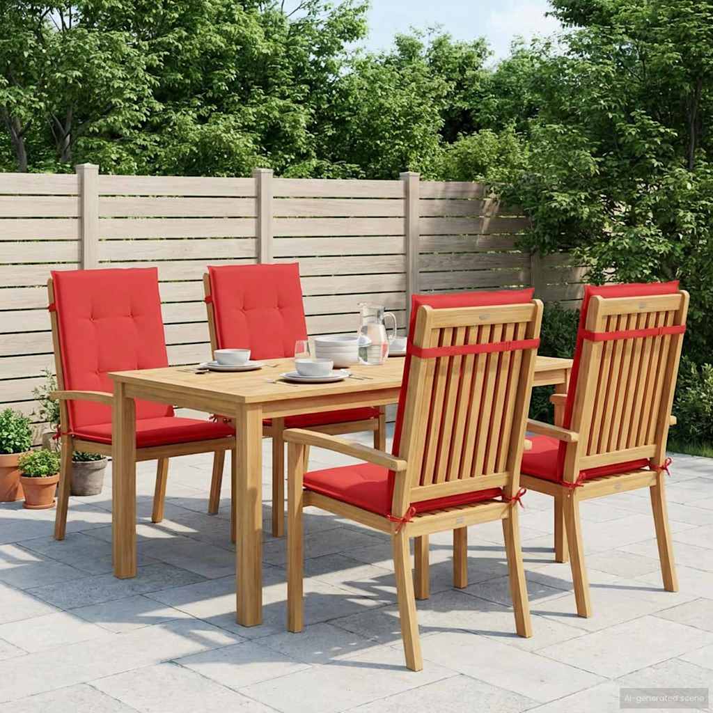 vidaXL Tuinstoelkussens 4 st hoge rug 120x50x3 cm stof rood, foto 2