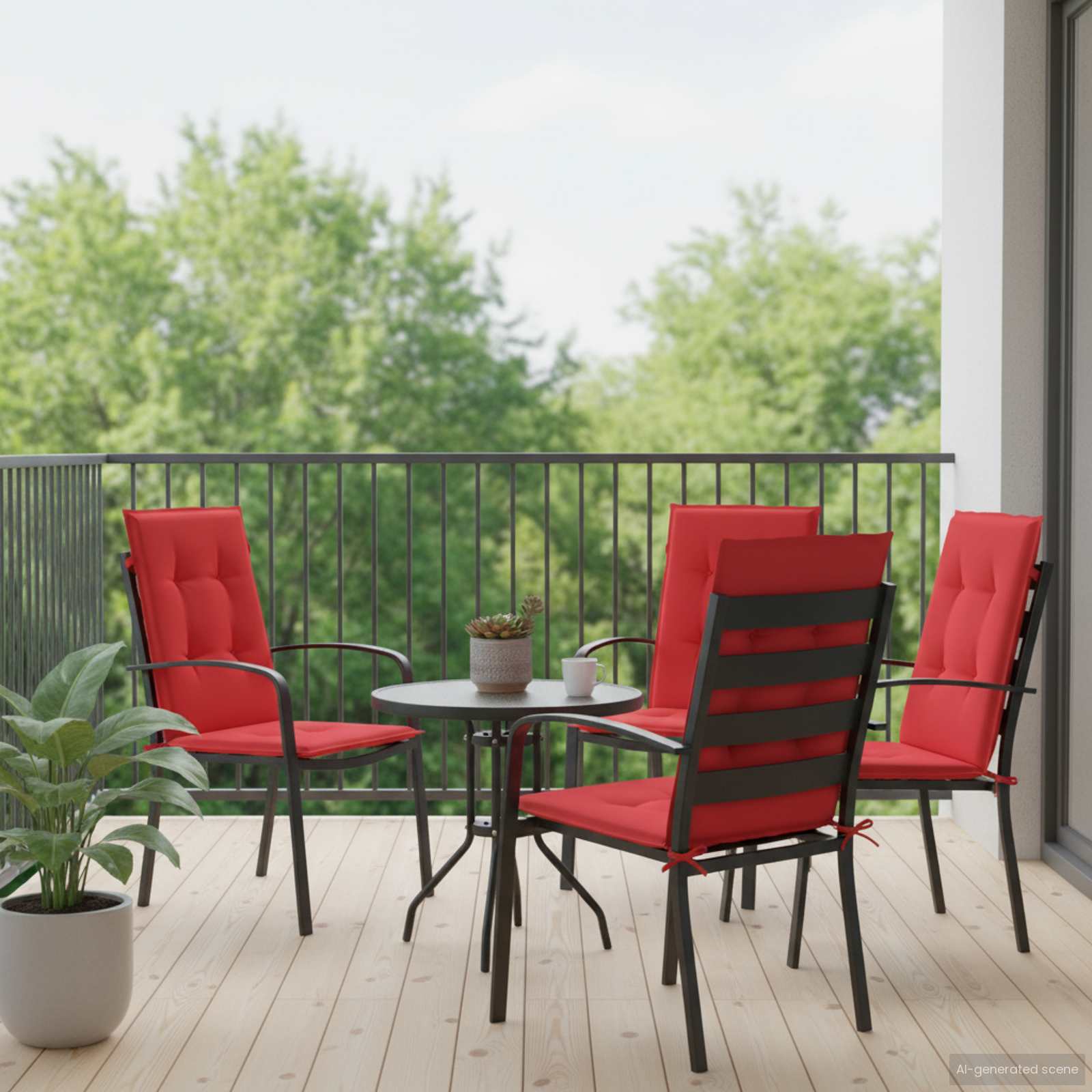 vidaXL Tuinstoelkussens 4 st hoge rug 120x50x3 cm stof rood, foto 4