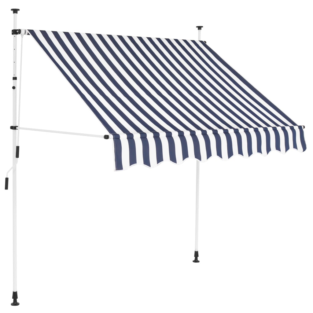 Sisäänkelattava markiisi 150 cm Sinivalkoiset raidat