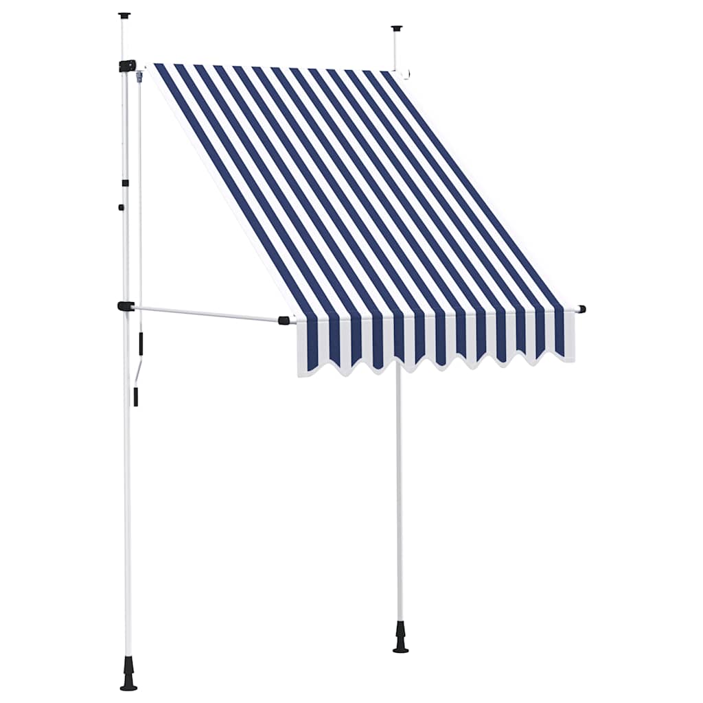 vidaXL Ručne zaťahovacia markíza, 150 cm, modro-biele pásiky