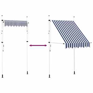 Ručně zatahovací markýza 150 cm modro-bílé pruhy - obrázek 6