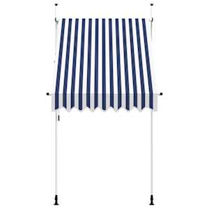 vidaXL Висувний Тент з Ручним Керуванням Сині та Білі Смужки 150 см
