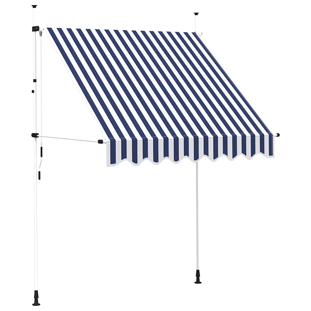 E-shop vidaXL Ručne zaťahovacia markíza, 200 cm, modro-biele pásiky
