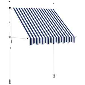 Ručně zatahovací markýza 200 cm modro-bílé pruhy - obrázek 2