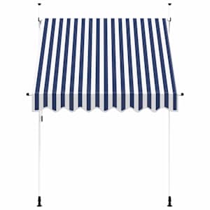 vidaXL Toldo retr&aacute;til manual 200 cm riscas azuis e brancas