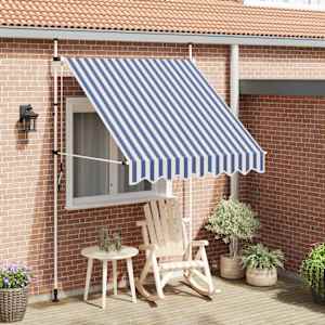 Ročno zložljiva tenda 200 cm modre in bele črte